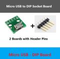2pcs of Micro USB Socket Board Micro USB to DIP. 