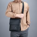 Conference Bag Shoulder Bag Men's Official Document Leisure Business Bag Crossbody Bag Flip Popular Style Texture Men's Real-Leather Bag. 