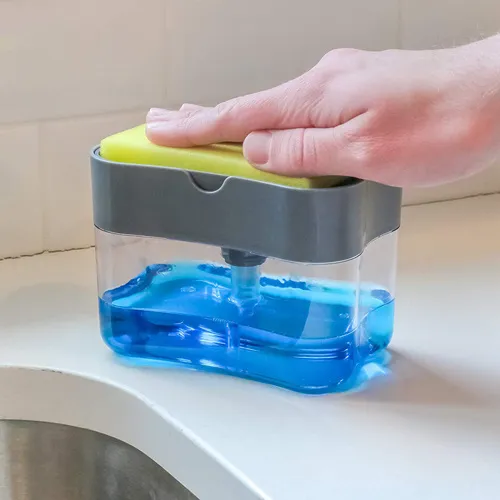 Portable Soap Pump Dispenser & Sponge Holder for Kitchen Dish Soap Dispenser