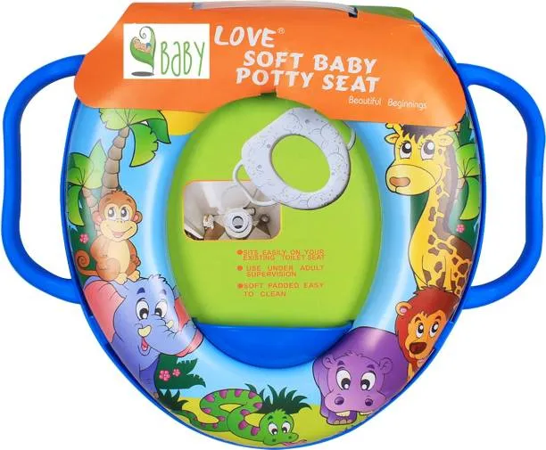 Rubela Portable Plastic Baby/Infant/Kids Printed Soft Padding Potty Training Toilet Lavatory Seat with Handles Multicolor - Upto 3 Years Potty Seat | INeedz KU85
