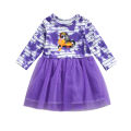 Choopy sea-Toddler Girl Halloween Dress, Cute Long Sleeve Cartoon Print A-Line Tulle Tutu Dress. 