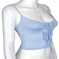 Colorful Lace-up Camisole Breathable Polyester Crop Top Spaghetti Strap Vest for Summer Wardrobe Night Out Fashionista Casual Wear Party Attire. 
