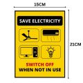 Save Electricity - Switch off When Not in Use - Black and Yellow - Sign Board - FOAM BOARD MATERIAL. 