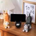 Cat Figurine Phone Resin Kitten Statue Desktop Ornament for Office Tabletop Bedroom. 