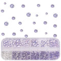 Nail Art Rhinestones Crystal Charms Set Gem Stone Light Purple Flatback Glass Mixed Size Nail Charms For DIY Nail Decoration. 