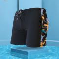 Ethereon Men Swimming Trunks Streamlined Design Geometric Stitching Print Swimming Pool Trunks. 
