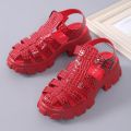 【FOOT SOFA】-2023 New Women's Sandals Thick Sole Hollow Roman Sandal Buckle Luxury Design Comfort White Beach Shoes Summer Sandals for Women. 