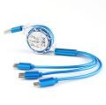 USB Fast Charge 3 In 1 Retractable Usb Cable 2. 4A 3-in-1 All In One Multi Charging Data Phone Cable 3in1. 
