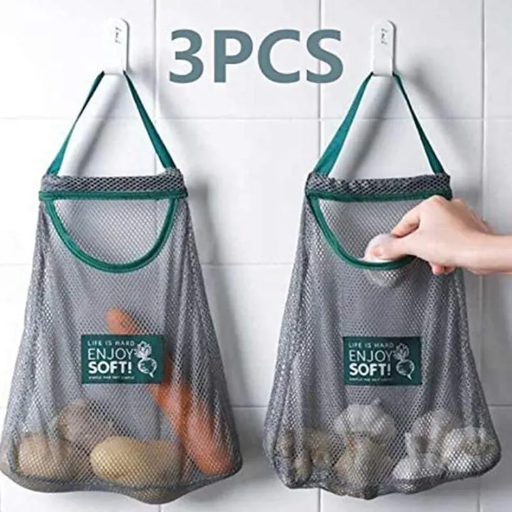 【ALLGOOD】Reusable Produce Bag Reusable Washable Cotton Mesh Bags Organic Eco Friendly Mesh Handbag Long Handle Net Shopping Bag