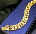 Gold Plated High Quality Machine Cut Big Wide Albert Bracelet Box clasps 19CM gift items for boys. 
