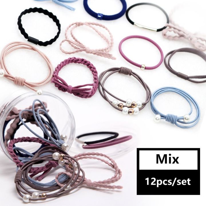 Simple%20Hair%20Tie%20Ponytail%20Holder%20Hair%20Rope%20Elastic%20Rubber%20Band%2012Pcs/Box%20-%20Image%202