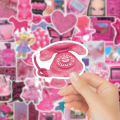 10/50Pcs Pink Preppy Girls Cartoon Stickers Pack for Kids Laptop Scrapbooking Travel Computer Decoration Graffiti Sticker Decal. 