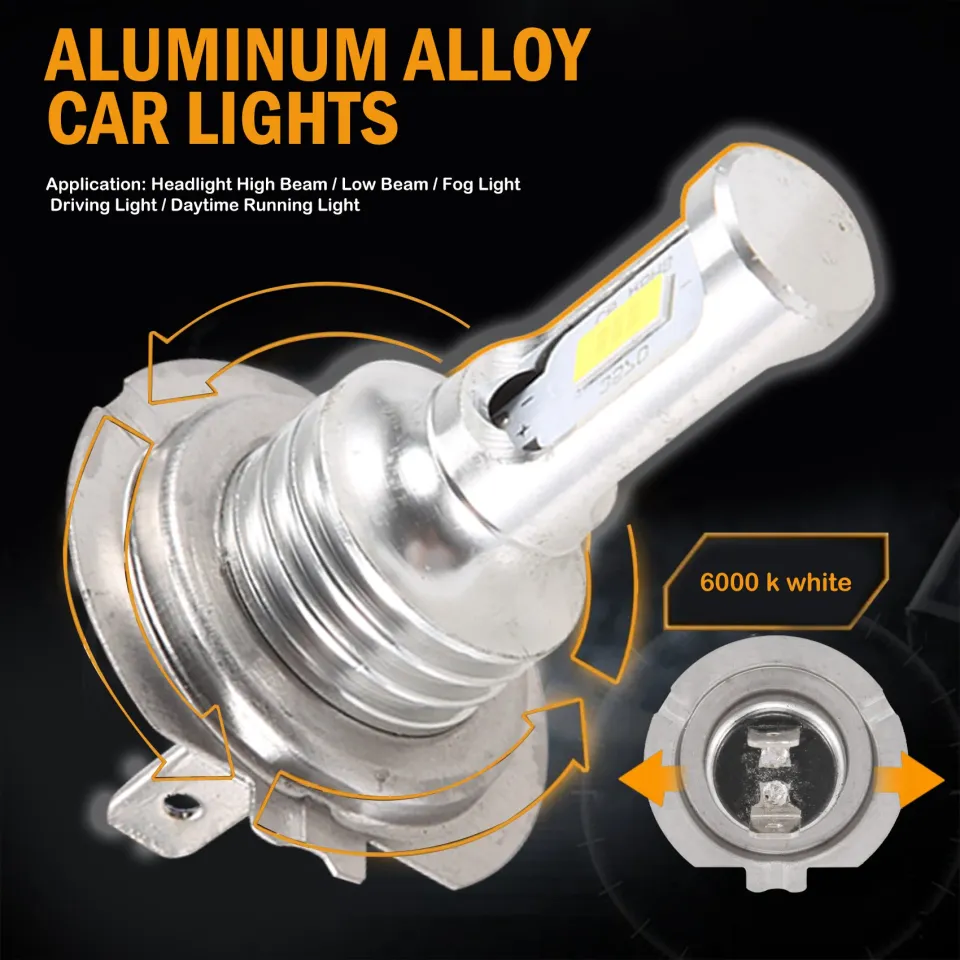 Wayforauto H7 6000K Super White Headlight Bulb Kit – 4Pcs High + Low Beam, 55W 5500lm