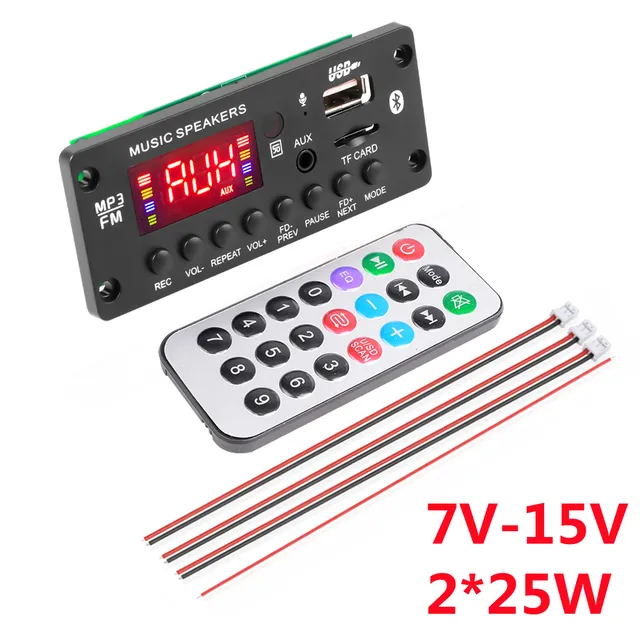Kebidu%202*25w%20Amplifier%206v-12v%20Mp3%20Decoder%20Board%20Bluetooth%205.0%20Recording%20Car%20Fm%20Module%20Support%20Tf%20Usb%20Aux%20Power%20Off%20Memory%20-%20Image%204