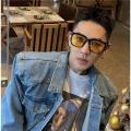 【CascadeCart】Korean style yellow sunglasses women, summer square shape 2025 New Trendy Internet Celebrity Glasses for Big Face Fashion. 