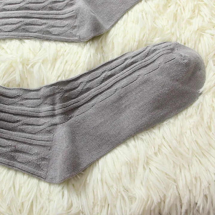 Women's%20Long%20Socks%20Knee%20High%20Boots%20Korean%20Warm%20Winter%20Japanese%20Style%20White%20Slouch%20Hot%20Wool%20Black%20For%20Girls%207/8%20Over%20The%20Fashion%20-%20Image%204