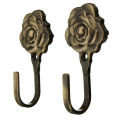 QUANBU 2Pcs Metal Rose Flower Curtain Tie Back Tieback Holders Wall Hooks Decor. 
