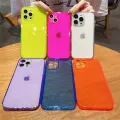 【ThinkWay】Fluorescent Neon Clear Case For iPhone 13 12 11 Pro Max XS SE 2 XR X 6 6S 7 8 Plus Cute Candy Color Slim Soft Silicone Gel Cover. 