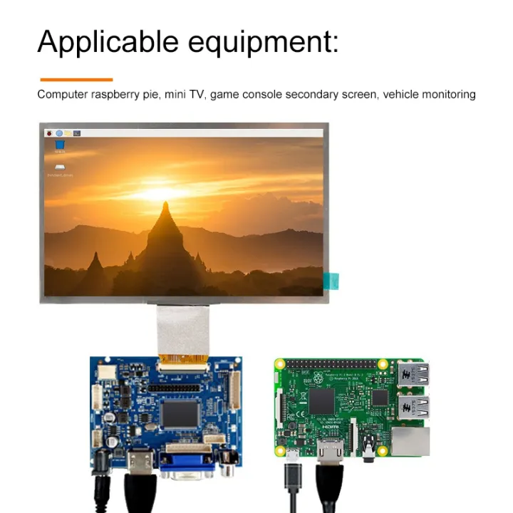 7%20Inch%201024%20X%20600%20LCD%20Screen%20Display%20Driver%20Board%20W/Driver%20Board%20Monitor%20for%20Raspberry%20Pi%20Support%20AV%20Reversing%20Priority%20-%20Image%202