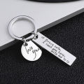 Stainless Steel Lettering Creative Keychain Family Personality Couple Keychain Safe Driving Black. 