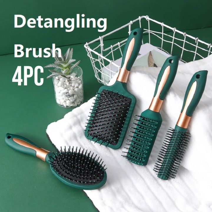 Anti-static Smooth 4PC Hair Air Cushion Comb Dark Green Plastic Comb Scalp Massage Air Bag Comb Curly Hair Styling Comb Ribs Comb Roller Comb