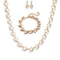 Elegant Faux Pearl Rhinestone Necklace Earrings Bracelet Set Women's Jewelry for Wedding, Party, Gift. 