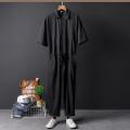 National Fashion Hip Hop Cropped Jumpsuit Men Summer Clothing Japanese-Style Retro Coveralls Couple Loose Leisure Suit. 