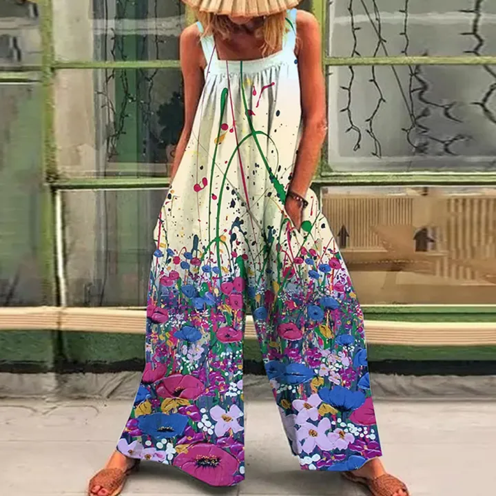 Yfashion%20Women%20Cotton%20Jumpsuit%20Fashion%20Printing%20Boat%20Collar%20Sleeveless%20Strap%20Rompers%20Loose%20Wide-leg%20Jumpsuits%20color%20-%20Image%203