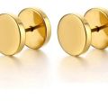 Gold Dumble Style Gents Earring - A Pair. 