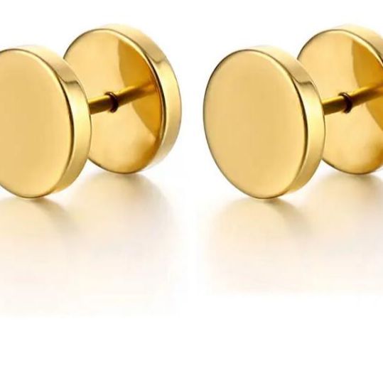 Gold Dumble Style Gents Earring - A Pair