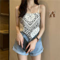 bellylady Women Cotton Spaghetti Strap Tank Tops Sexy Sleeveless Retro Printing Slim Fit Vest For Party Club. 