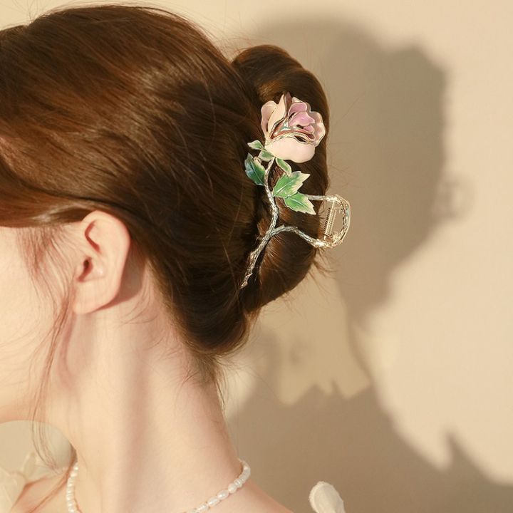 New%202025%20Exquisite%20Rose%20Blossom%20HairClip%20for%20Women%20Shark%20Clip%20Gold%20Metal%20Claw%20Hairpin%20Headwear%20Accessories%20-%20Image%204