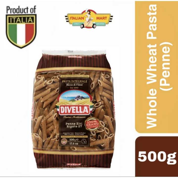 Whole Wheat Pasta Penne Divella 500g Made in Italy by Italian Mart