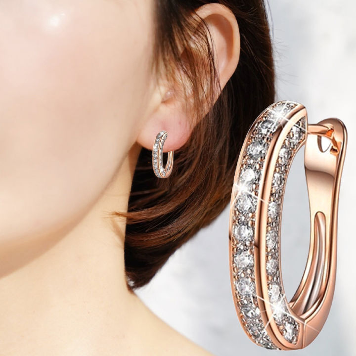 1 Pair Earrings Charm Attractive Ring Shape Dainty Huggie Earrings for Women