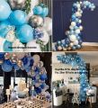 Royal Blue Silver White Baby Blue Balloon Garland Arch Accessories, for Blue Theme Party Decoration, Weddings, Baby Shower, Birthday Graduation Party Supplies or Arch Décor - Pure Latex Balloons-Helium -50 Pcs. 