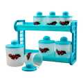 Mercury Kitchen Set Organizer Plastic Spice Containers With Rack - 7Pcs (Rendom ColorSet). 