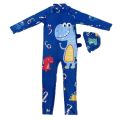 Children's Swimsuit Boys' Cotton One-Piece Swimsuit Korean Dinosaur Hooded Swimsuit Long Sleeve Beachwear Sun Protection Hot Spring Bathing Suit. 