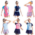 Yfashion Kids Girls Cotton Short Sleeve Swimming Suit Comfortable Breathable Lightweight One-piece Swimsuit Swimwear Rash Guard. 