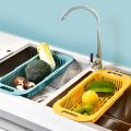 Kitchen Expandable Sink Strainer Drain Vegetable Fruit Drainer Basket Space Saving Washing Shelf Strain Rack Kitchen Organizer. 