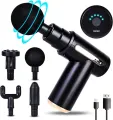 Mini Massage Gun, Muscle Massager, Portable Handheld Massager with 6 Speeds, USB C Charging Port and 4 Massage Heads, 40 dB Ultra Quiet Massage Gun (Black). 