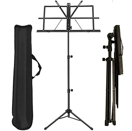 Music Stand / Adjustable Notation Stand - 2 in 1 Dual-Use Desktop Book Stand Folding Music Holder with Carrying Bag