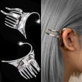 【HOT】 Trendy Hair Hold Ear Cuff Fairy Zircon Hoop Earrings Korean Sliver Elf Ears Clips For Women Single Side Y2k Punk Party Jewelry. 