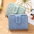 Embroidered Love Heart Wallet Fashion Ladies Multifunction ID Holder Card Holders Wallet ID Holder Zipper Snap Short Wallet. 