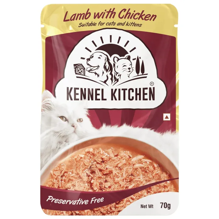 Kennel Kitchen Shreds in Gravy | Lamb with Chicken 70g | Wet Cat Food for Adult Cats and Kittens | Premium Cat Gravies with Natural Ingredients | Preservative Free(FROM INDIA)NUZ