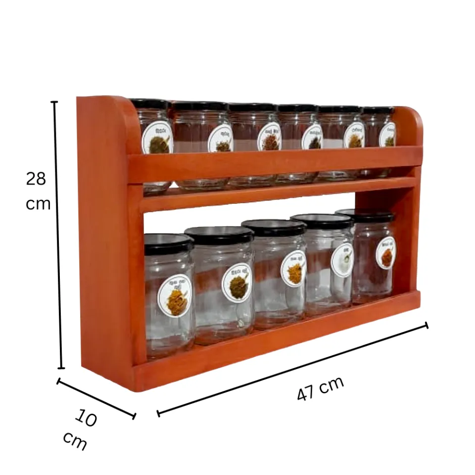 Rack Wooden Spice Rack Glass bottle Spice Shelf Wall Mount Spice Rack Mahogany Wood Finish WRK103A Daraz.lk