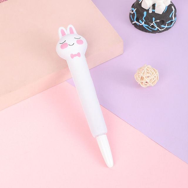 【The Quiet Page】Squishy And Cute Kawaii Pen Kawaii Accessories Cute Girl Pens Animal Fruit Shaped Stress Relief Pens Cute School Supplies
