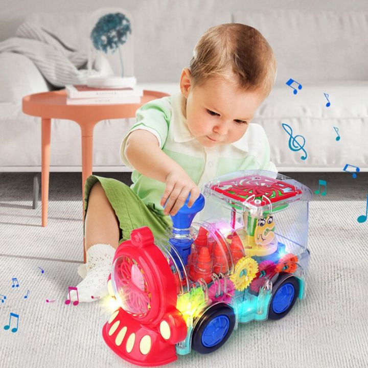Electric Train Toy Attractive Transparent Gear  Wheel Electric Toys for Kids