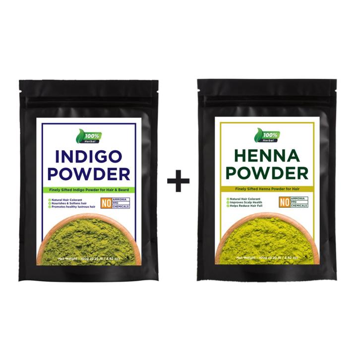 Ganga Herbals Indigo Powder + Henna Powder BUNDLE | Daraz.lk