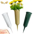 SuperRide Plastic Flower Vase Insert Graveside Memorial Flower Vase Holder for Cemeter Reusable Bouquet Insert for Headstone Lawn Decoration for Memorial Day Spike Included Easy-to-use Garden Vase Holder. 