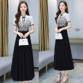 bellylady Women Cotton Cheongsam Dress Summer Short Sleeves Stand Collar A-line Skirt High Waist Large Swing Dress. 